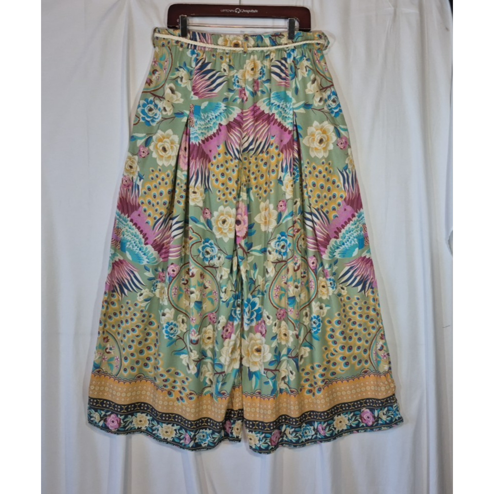 Aratta Silent Journey Wide Leg Pants Sage Green Bird Floral XL New w/Tag - Picture 12 of 15